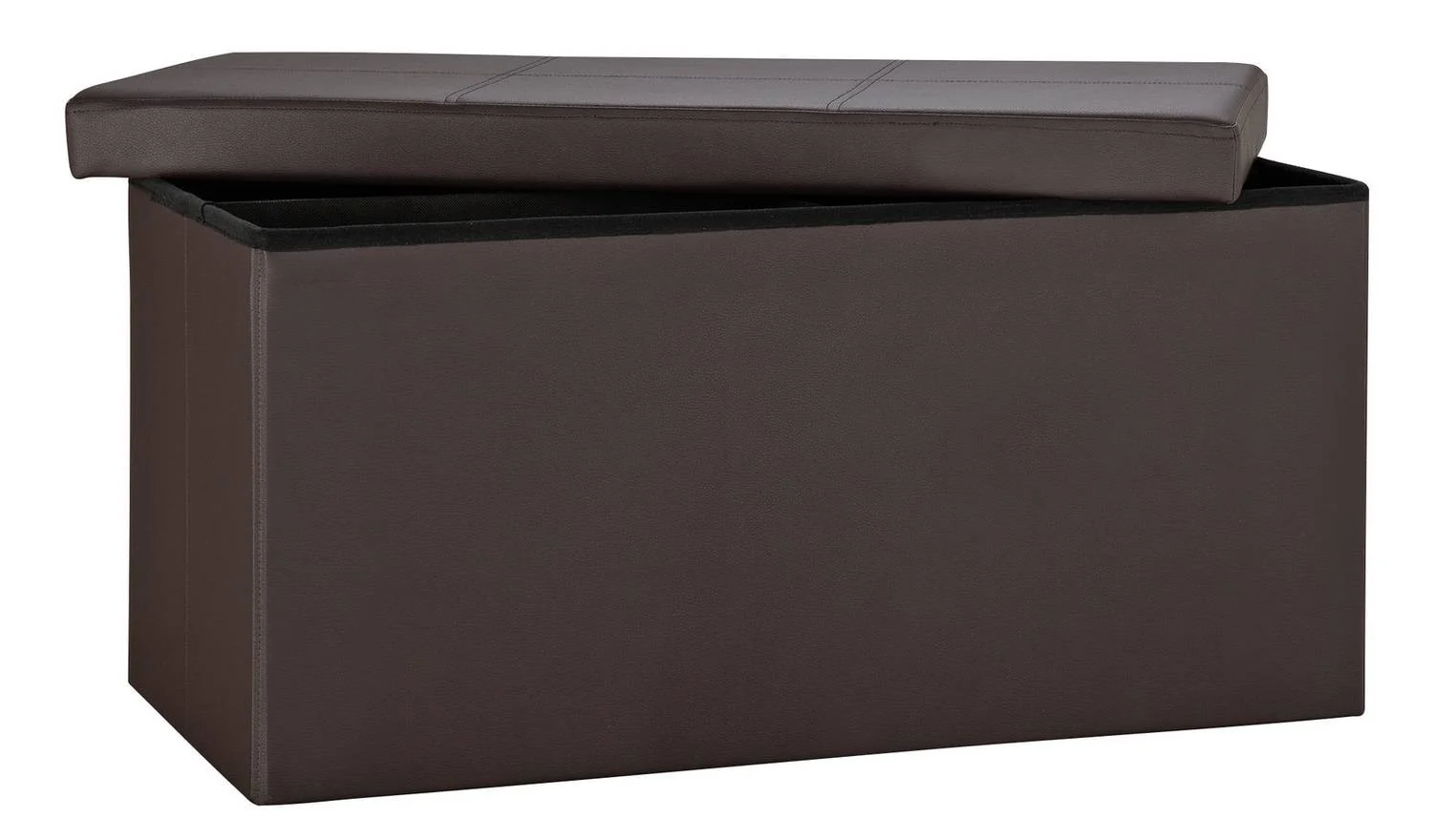 Large Faux Leather Stitched Ottoman Brown Modern Design Multi Functional - Image 3