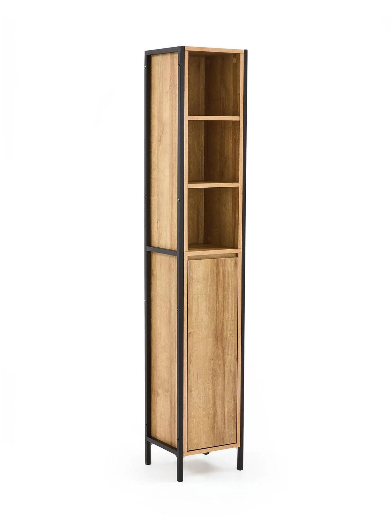 Larson Tall Bathroom Cabinet Dark Oak Storage Organiser Unit - Image 4
