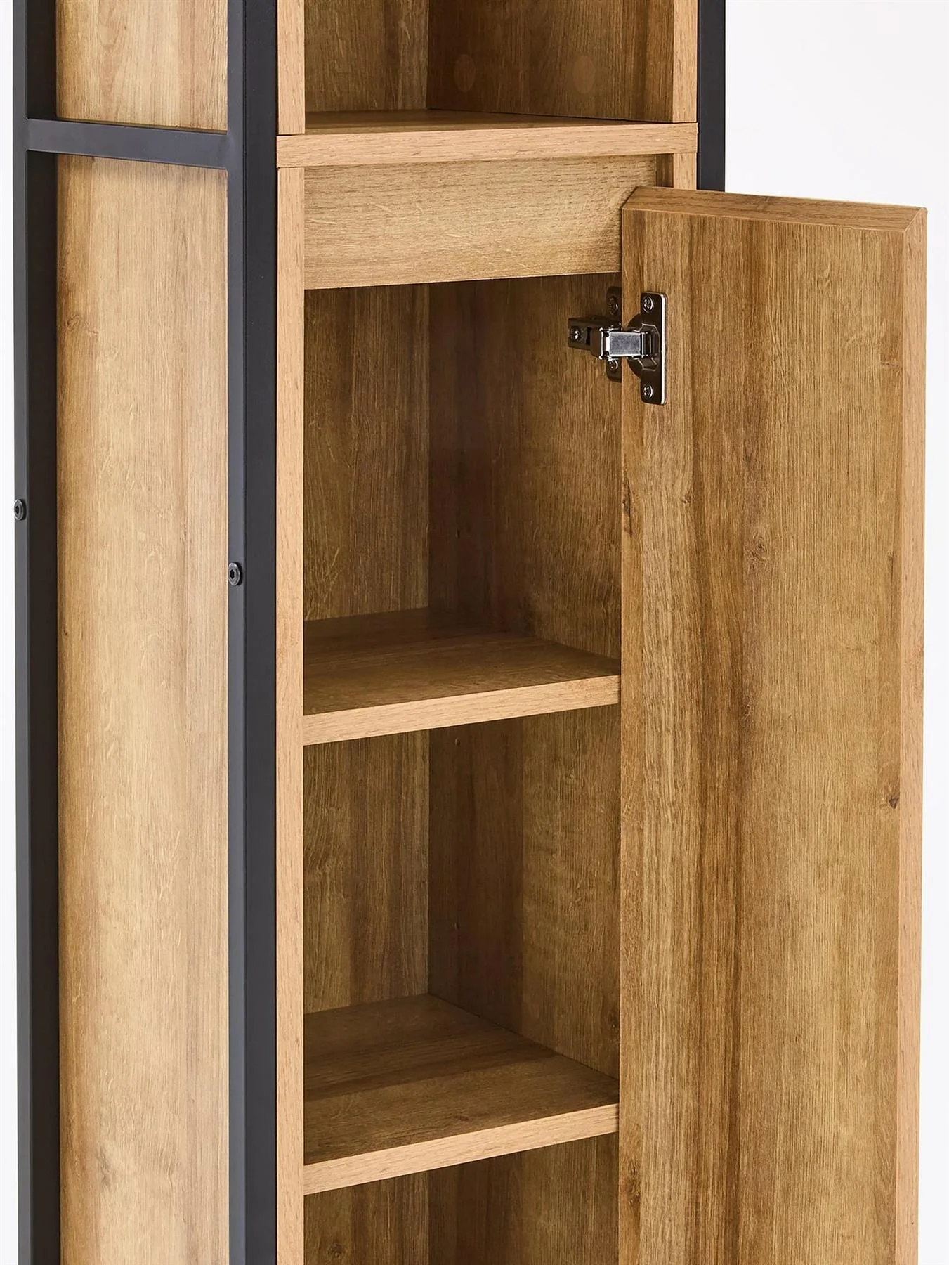 Larson Tall Bathroom Cabinet Dark Oak Storage Organiser Unit - Image 6