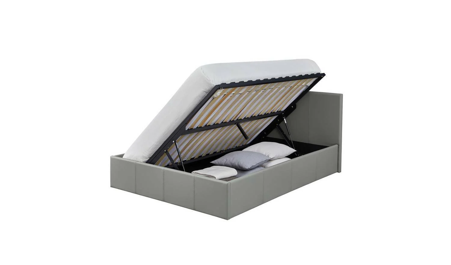 Lavendon Double Side Open Ottoman Bed Frame Grey Modern Storage Solution - Image 4