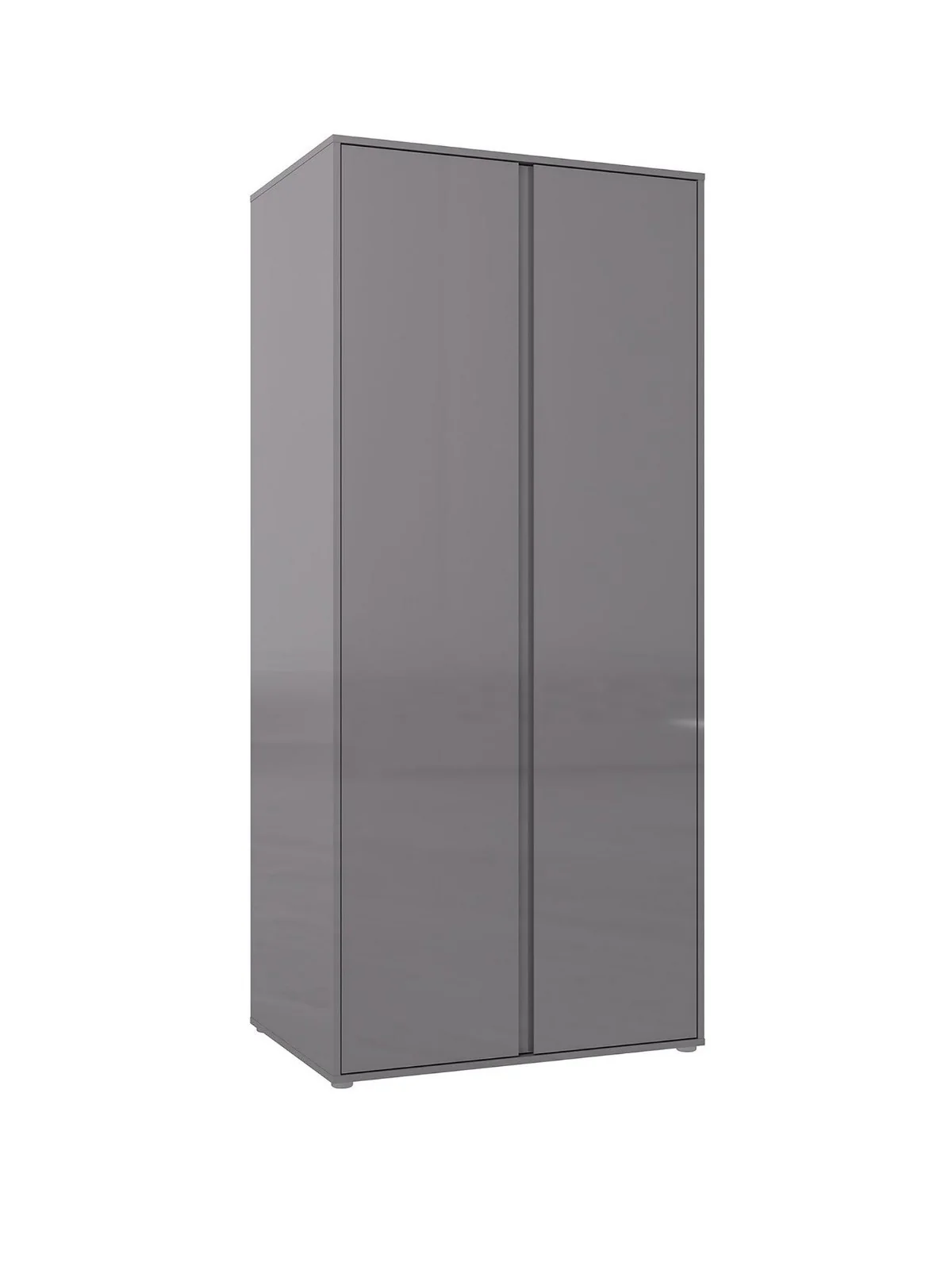 Layton Gloss 2 Door Wardrobe Grey Modern and Spacious Bedroom Storage - Image 3