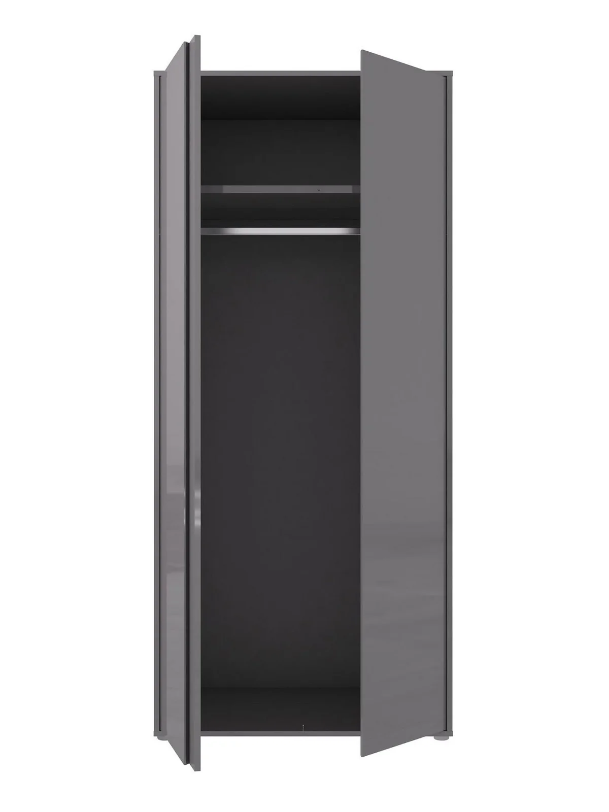 Layton Gloss 2 Door Wardrobe Grey Modern and Spacious Bedroom Storage - Image 4