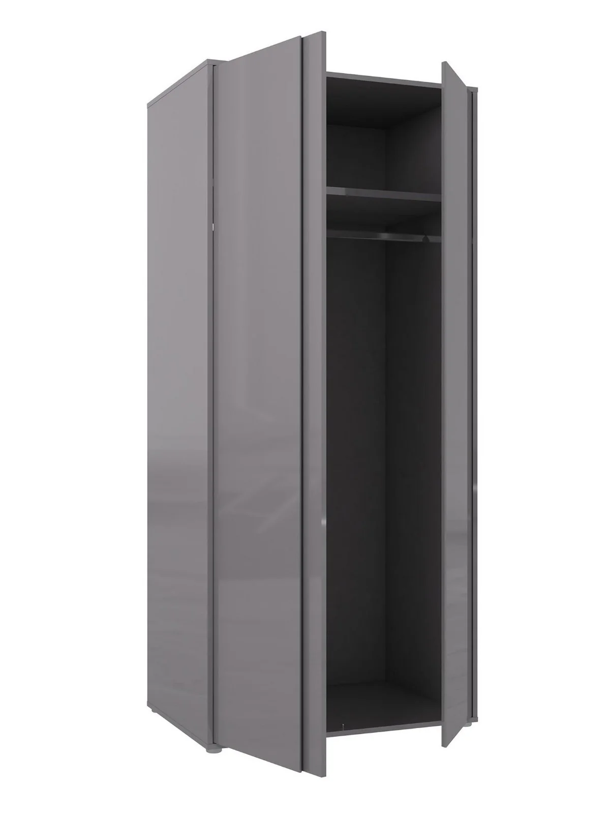 Layton Gloss 2 Door Wardrobe Grey Modern and Spacious Bedroom Storage - Image 5