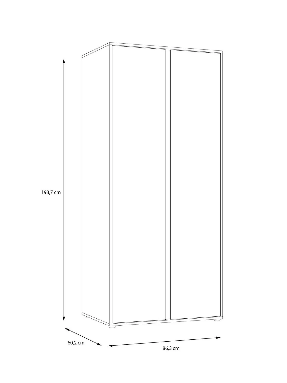 Layton Gloss 2 Door Wardrobe Grey Modern and Spacious Bedroom Storage - Image 6