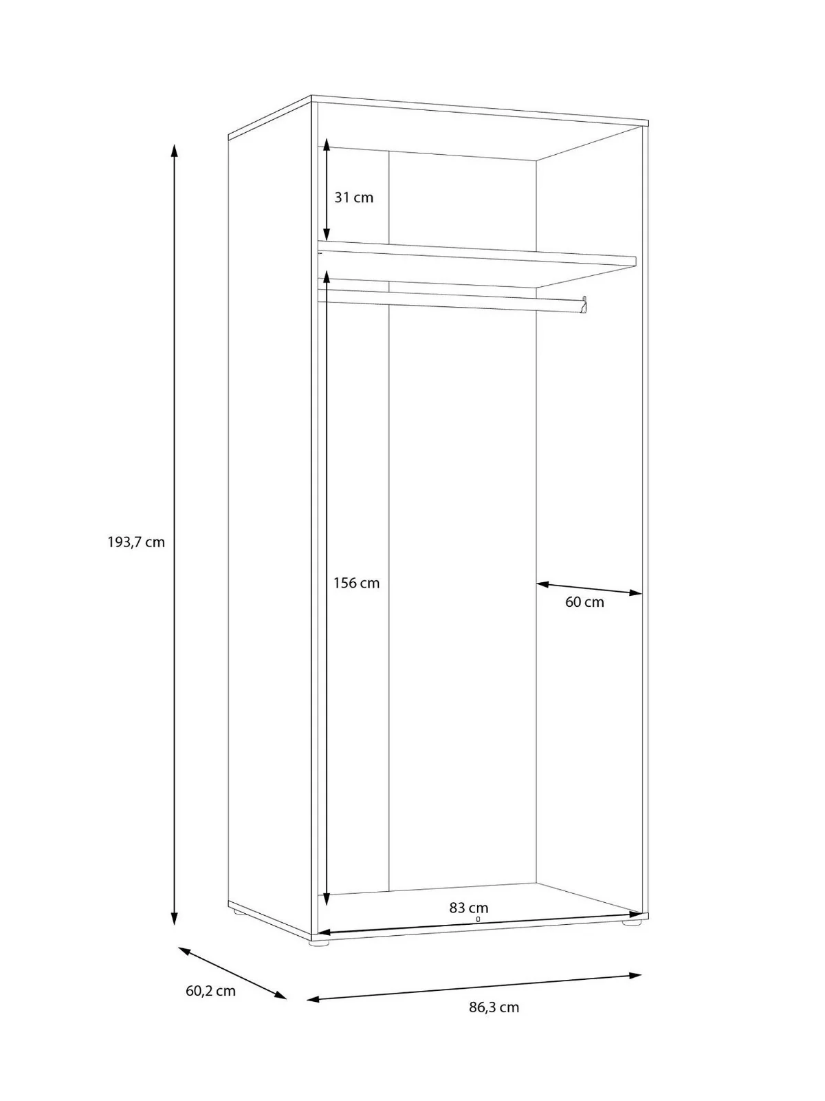 Layton Gloss 2 Door Wardrobe Grey Modern and Spacious Bedroom Storage - Image 7