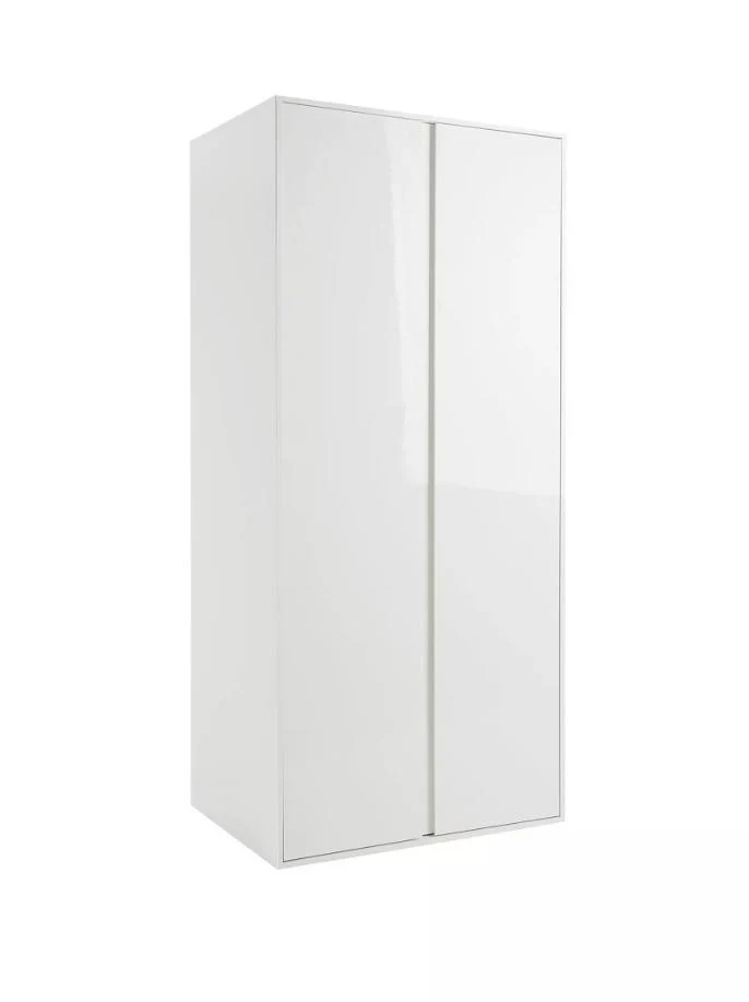 Layton Gloss 2 Door Wardrobe White Modern Freestanding Tall Cabinet - Image 3