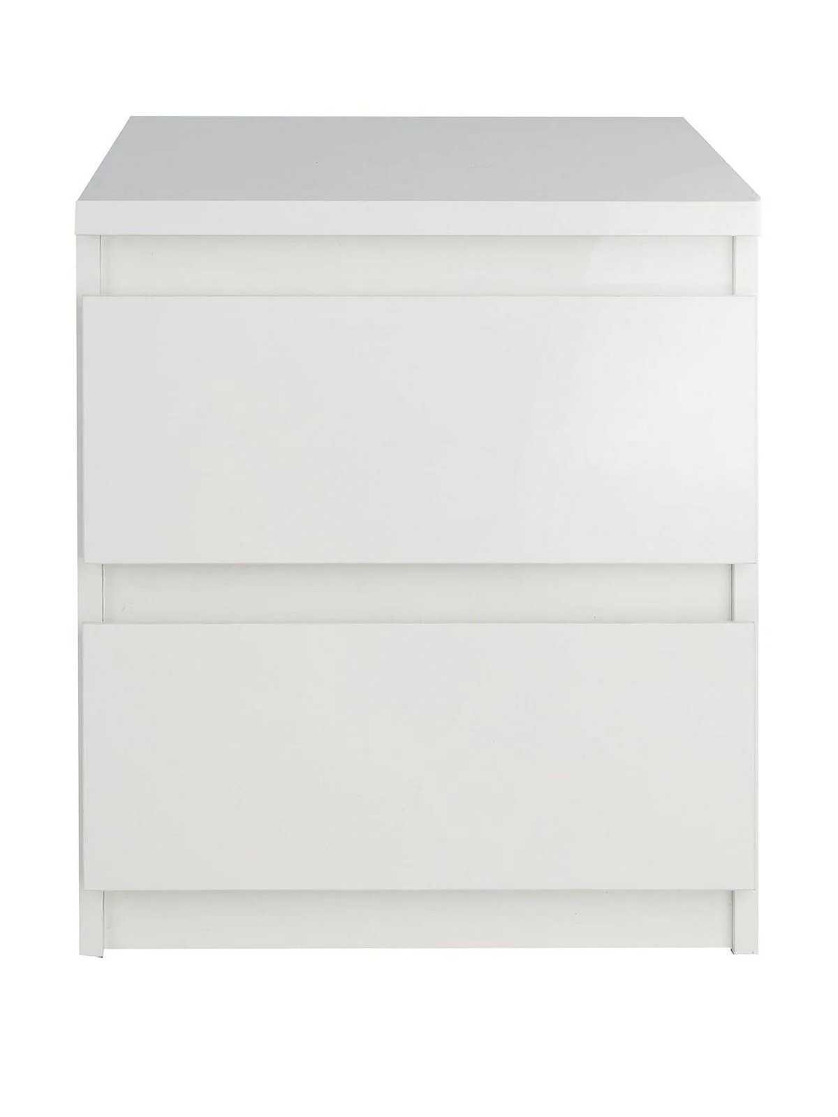 Layton Gloss 2 Drawer Bedside White Modern and Spacious Bedroom Storage - Image 2
