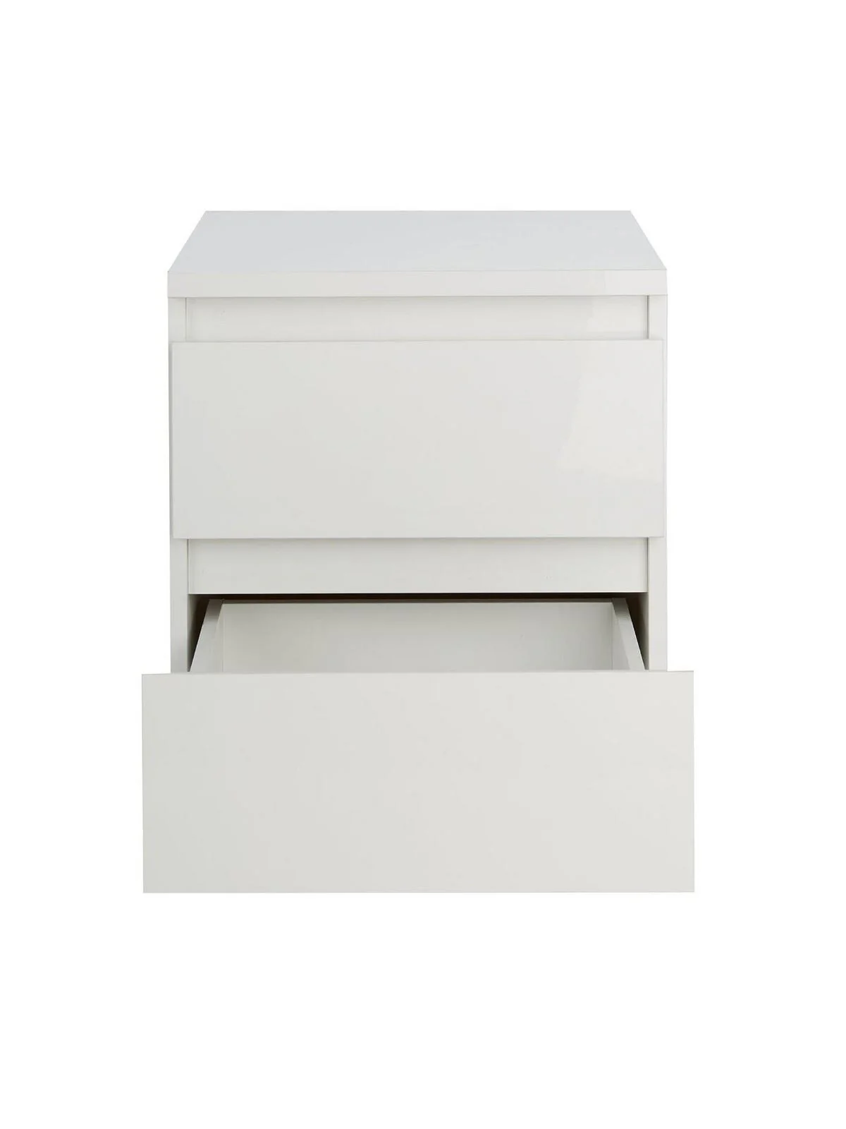 Layton Gloss 2 Drawer Bedside White Modern and Spacious Bedroom Storage - Image 4