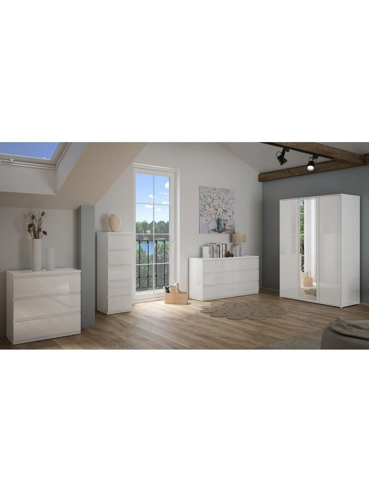 Layton Gloss 2 Drawer Bedside White Modern and Spacious Bedroom Storage - Image 5
