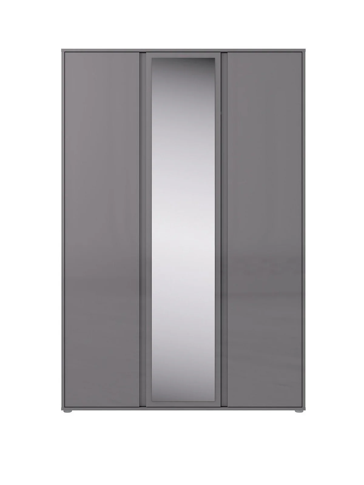 Layton Gloss 3 Door Mirrored Wardrobe Grey Modern and Spacious Bedroom Storage - Image 2