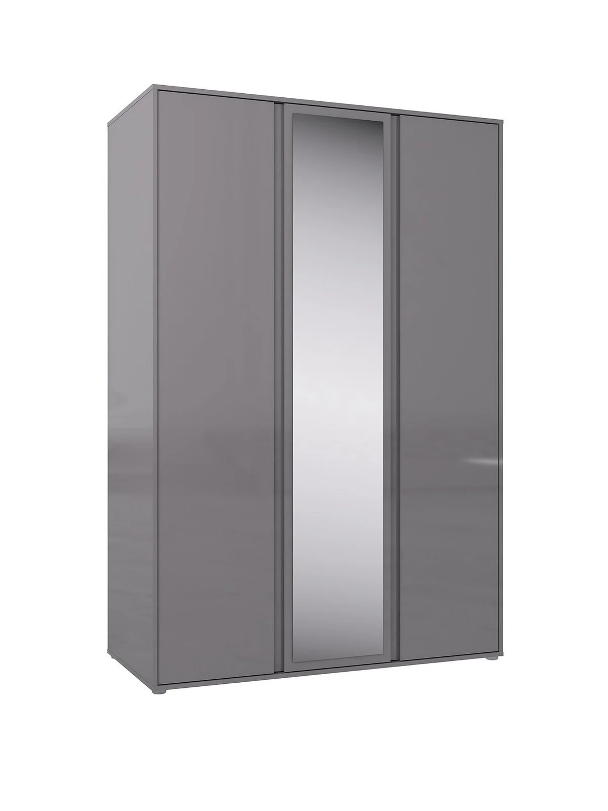 Layton Gloss 3 Door Mirrored Wardrobe Grey Modern and Spacious Bedroom Storage - Image 3