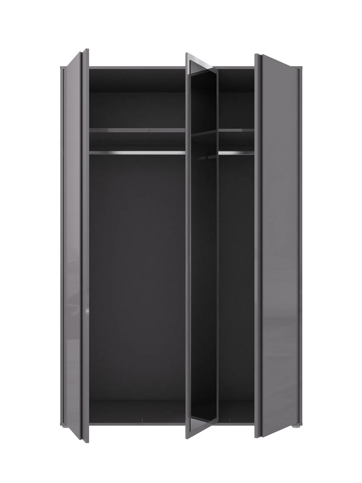Layton Gloss 3 Door Mirrored Wardrobe Grey Modern and Spacious Bedroom Storage - Image 4