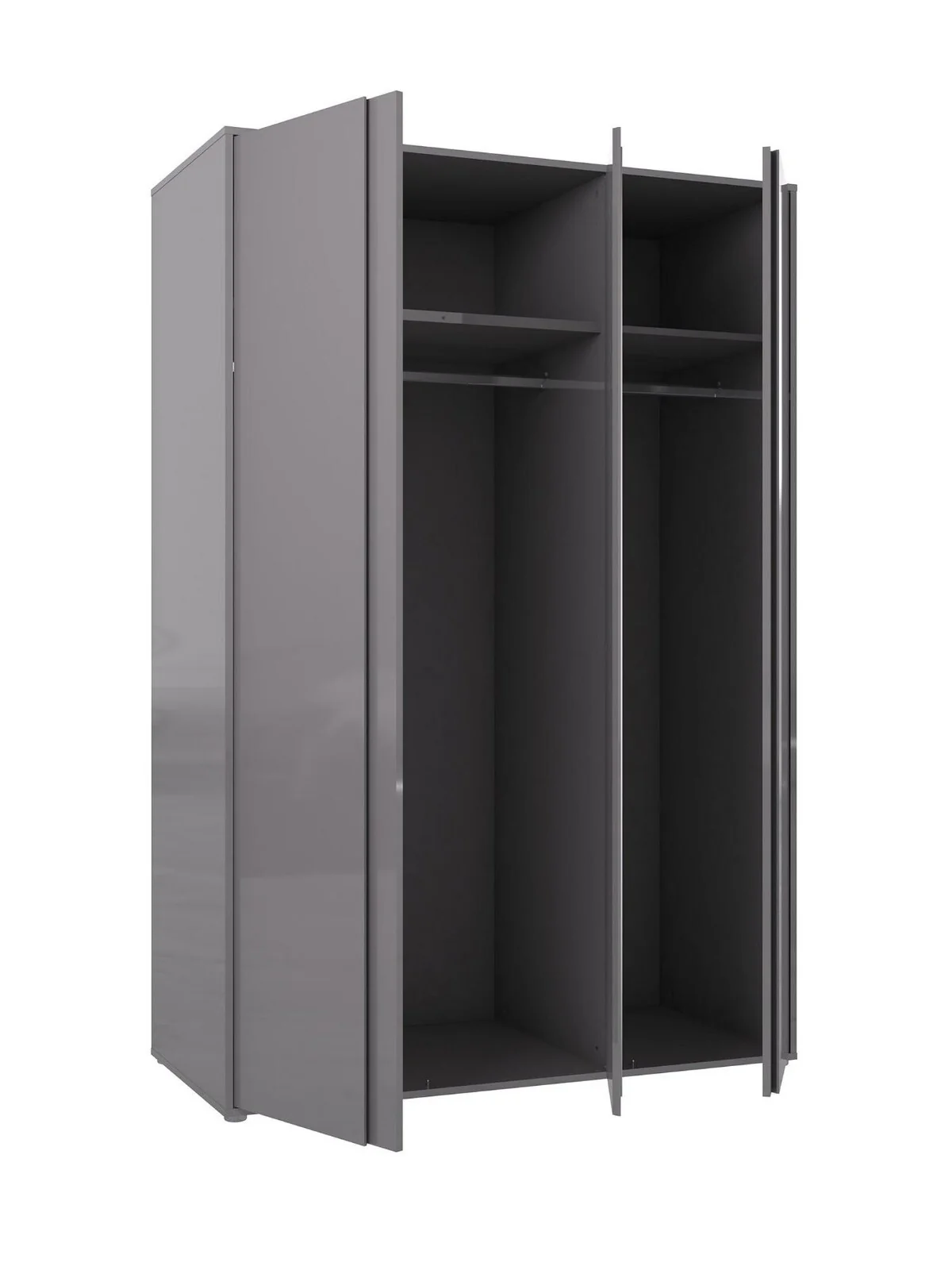 Layton Gloss 3 Door Mirrored Wardrobe Grey Modern and Spacious Bedroom Storage - Image 5