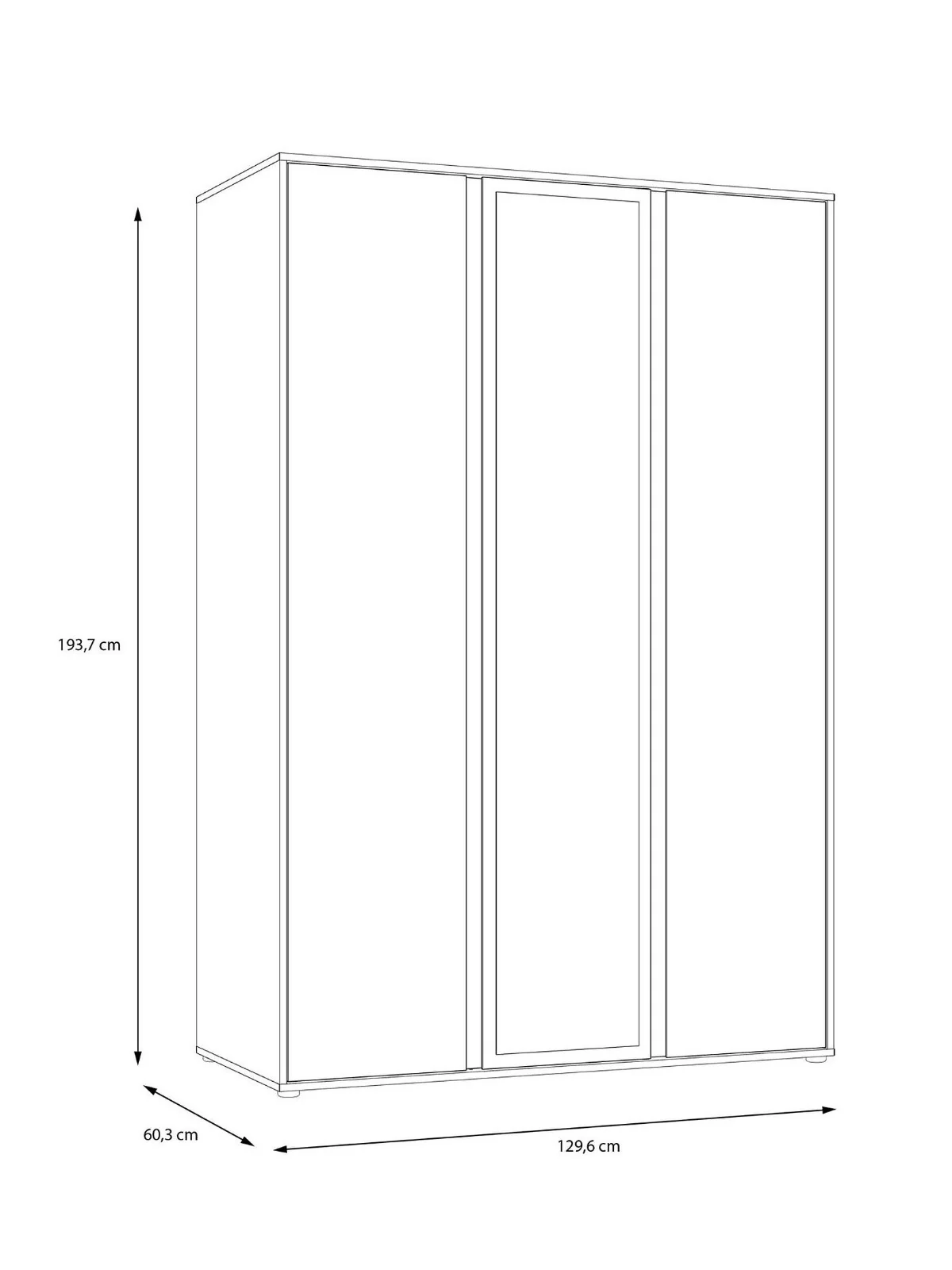 Layton Gloss 3 Door Mirrored Wardrobe Grey Modern and Spacious Bedroom Storage - Image 6