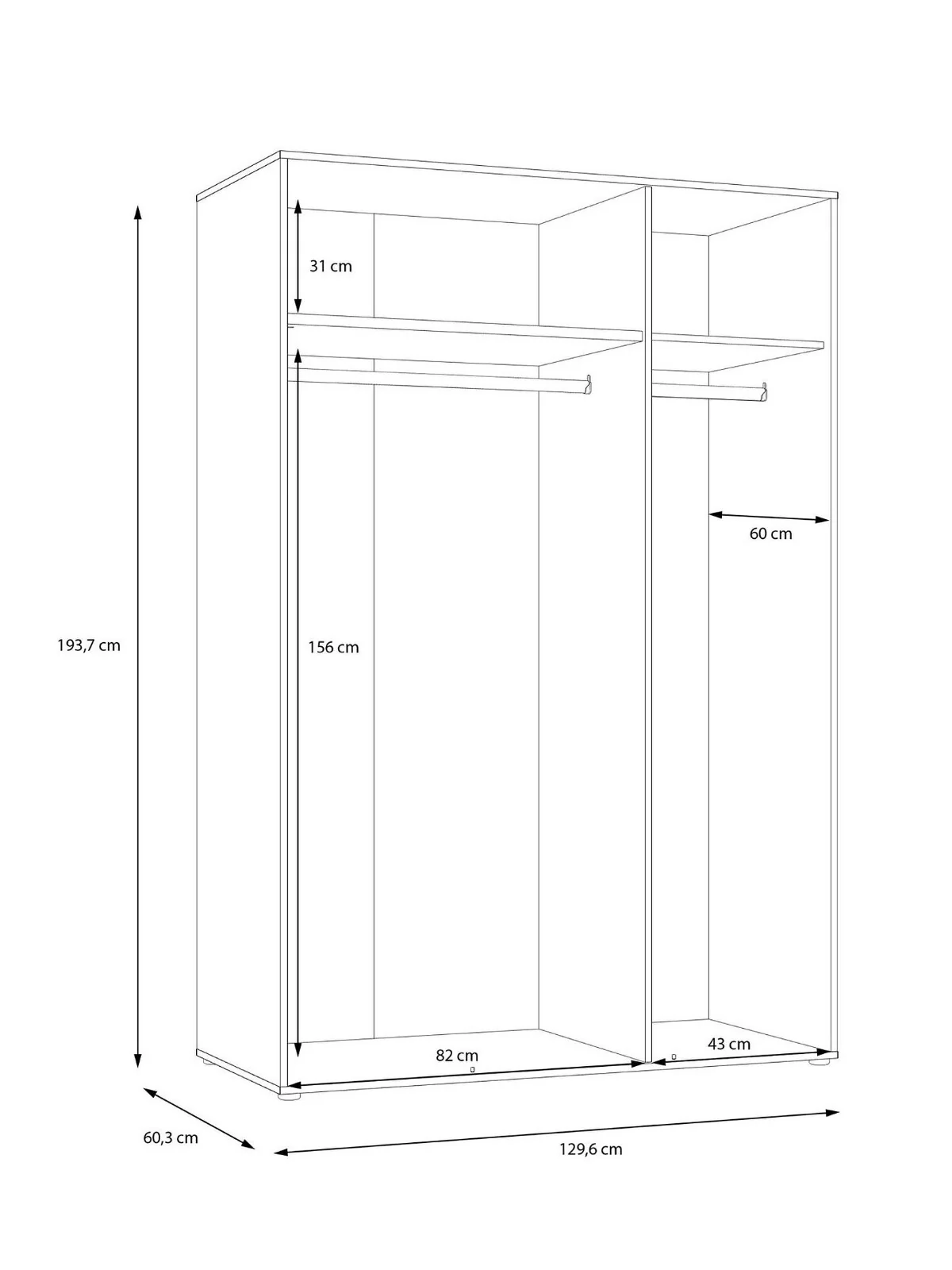 Layton Gloss 3 Door Mirrored Wardrobe Grey Modern and Spacious Bedroom Storage - Image 7
