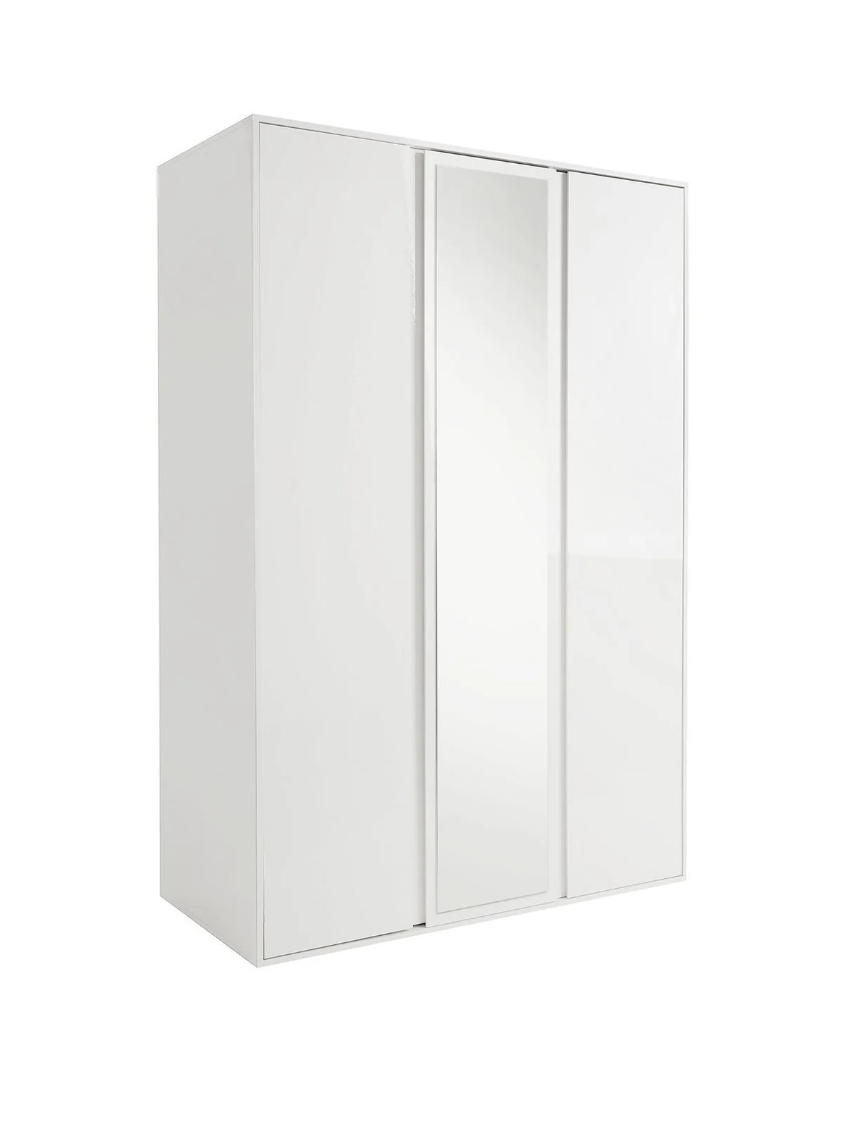 Layton Gloss 3 Door Mirrored Wardrobe White Modern Bedroom Furniture - Image 3