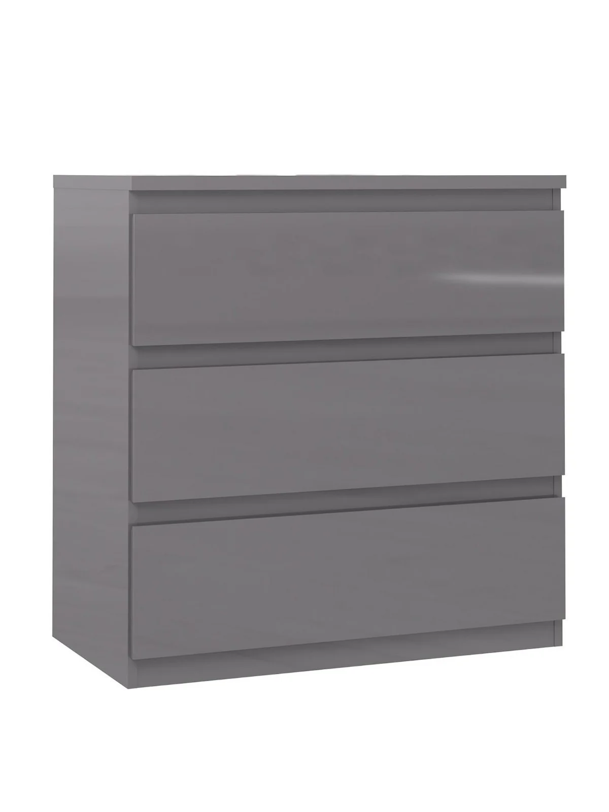 Layton Gloss 3 Drawer Chest Grey | Handle-Free Design | High Gloss Finish - Image 3