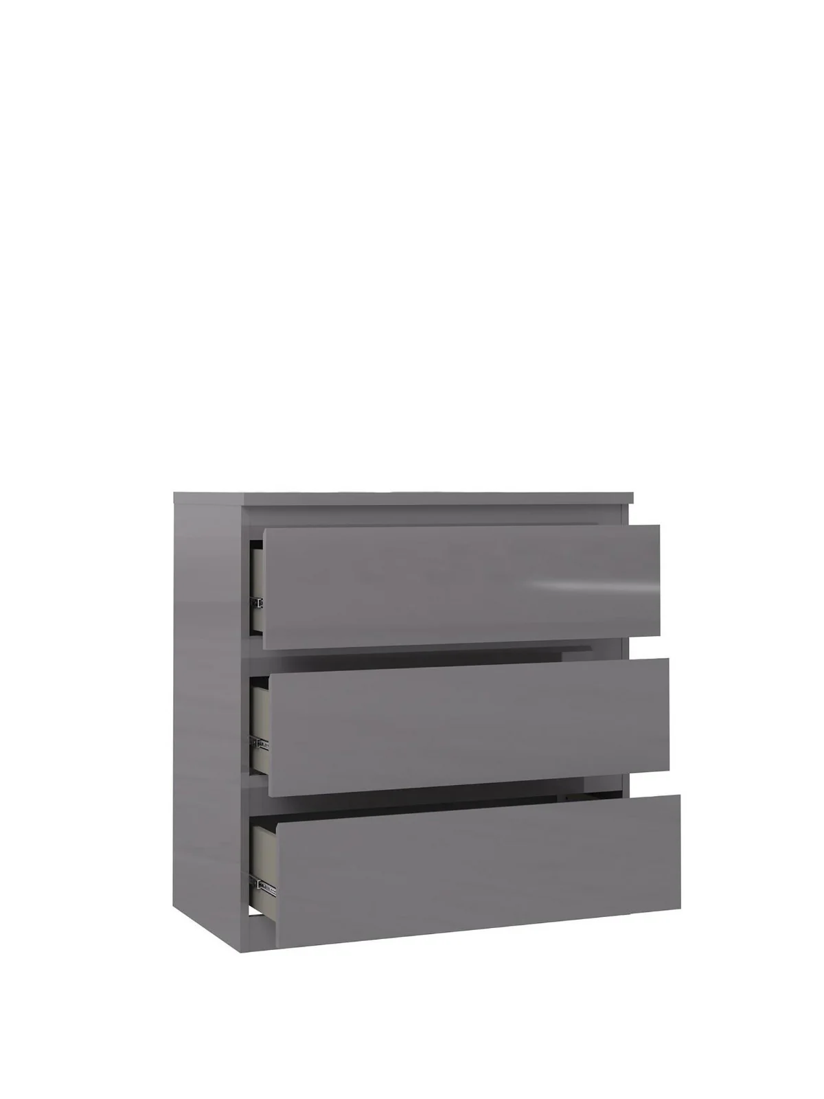 Layton Gloss 3 Drawer Chest Grey | Handle-Free Design | High Gloss Finish - Image 5