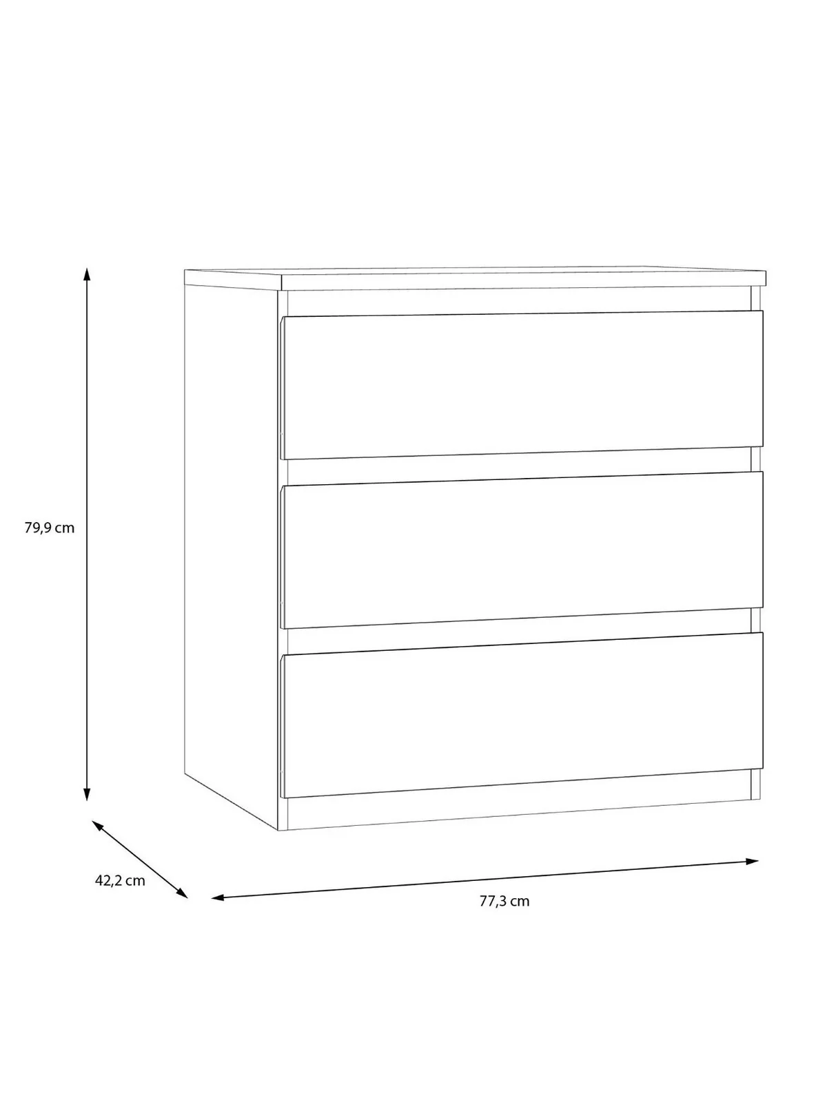 Layton Gloss 3 Drawer Chest Grey | Handle-Free Design | High Gloss Finish - Image 6