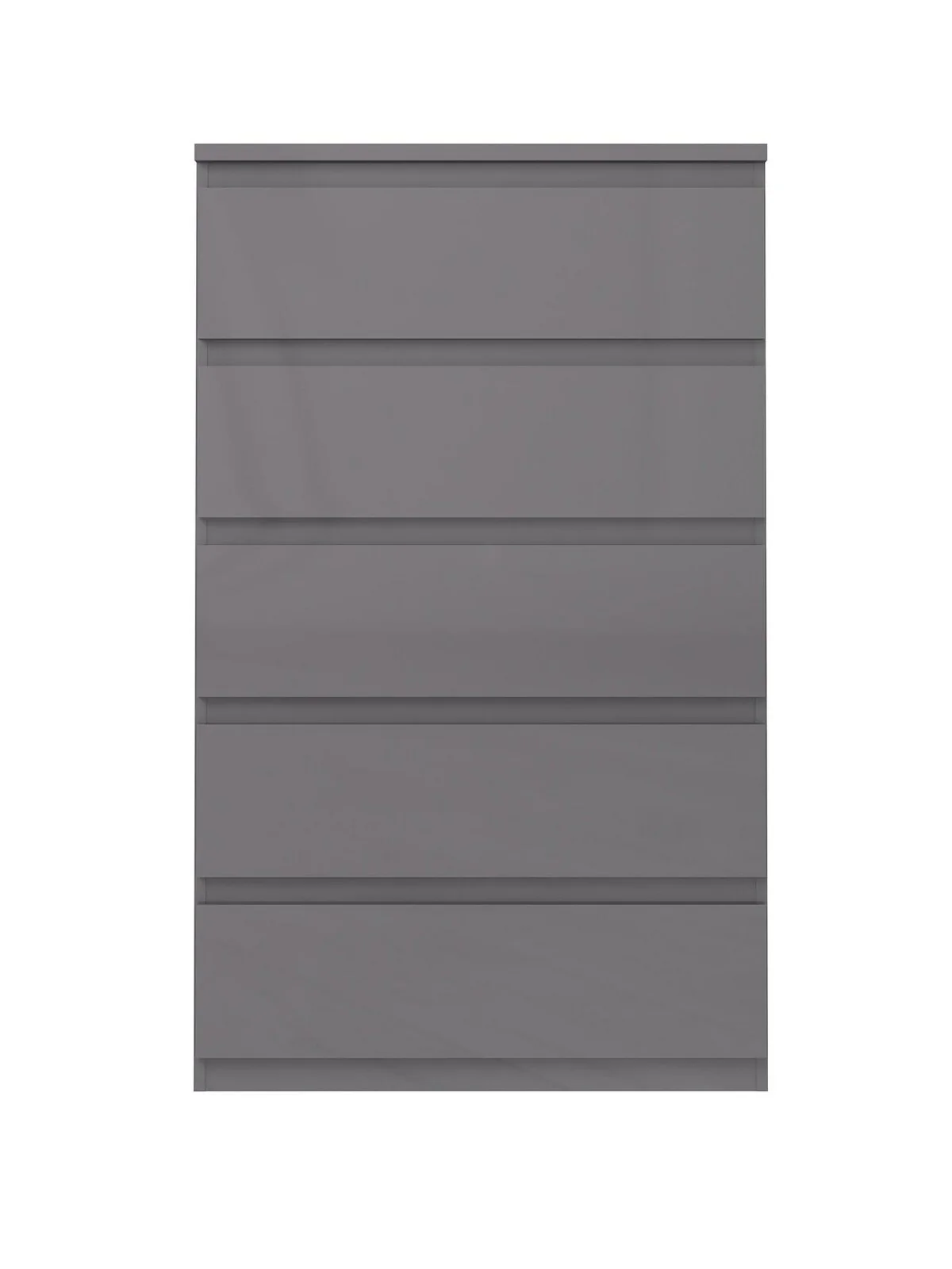 Layton Gloss 5 Drawer Chest Grey Storage Cabinet Stylish Bedroom Furniture - Image 2