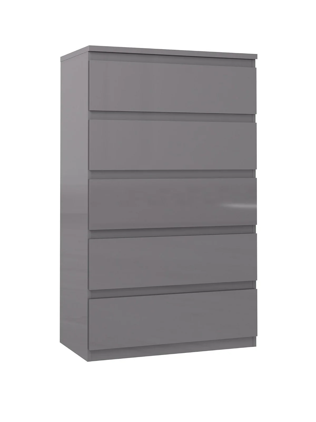 Layton Gloss 5 Drawer Chest Grey Storage Cabinet Stylish Bedroom Furniture - Image 3