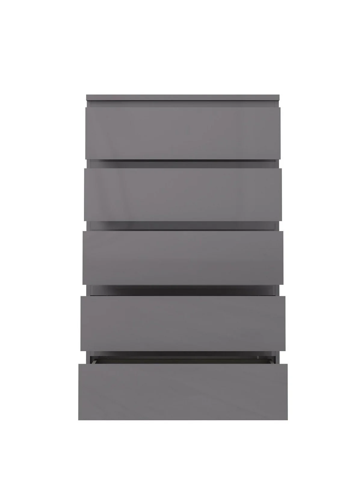 Layton Gloss 5 Drawer Chest Grey Storage Cabinet Stylish Bedroom Furniture - Image 4