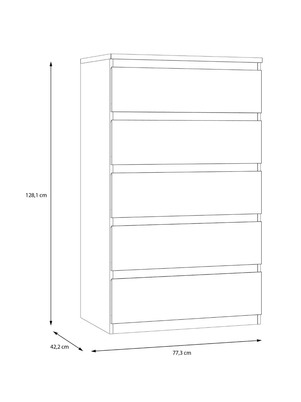 Layton Gloss 5 Drawer Chest Grey Storage Cabinet Stylish Bedroom Furniture - Image 6