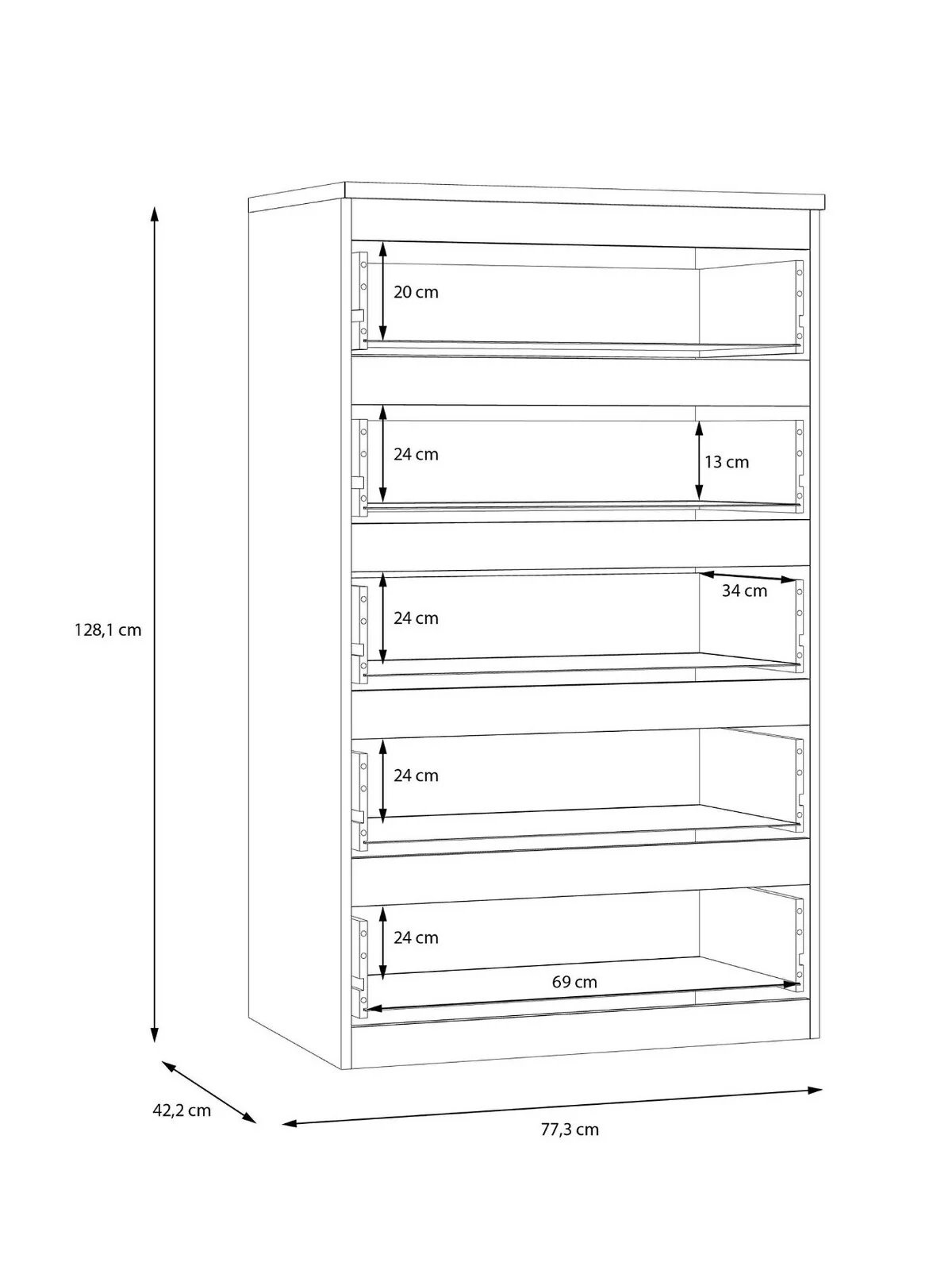 Layton Gloss 5 Drawer Chest Grey Storage Cabinet Stylish Bedroom Furniture - Image 7