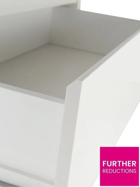Layton Gloss 5 Drawer Chest White Storage Cabinet Stylish Bedroom Furniture - Image 5