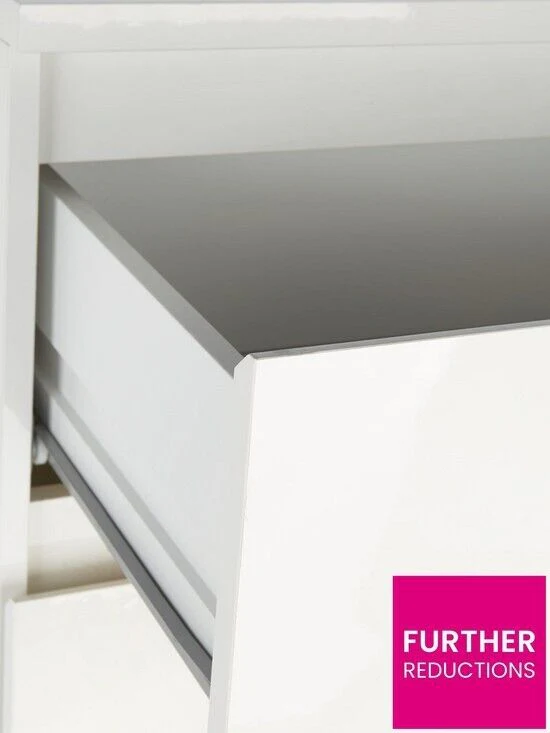 Layton Gloss 5 Drawer Chest White Storage Cabinet Stylish Bedroom Furniture - Image 6