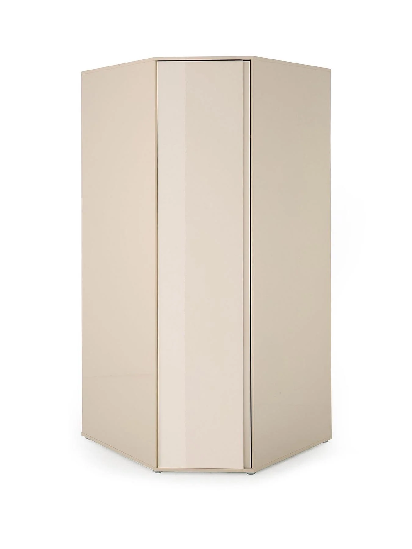 Layton Gloss Corner Wardrobe Oatmeal Space Saving Tall Cabinet UK - Image 2