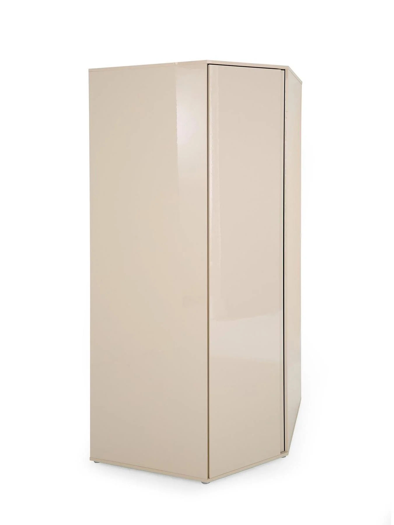 Layton Gloss Corner Wardrobe Oatmeal Space Saving Tall Cabinet UK - Image 3