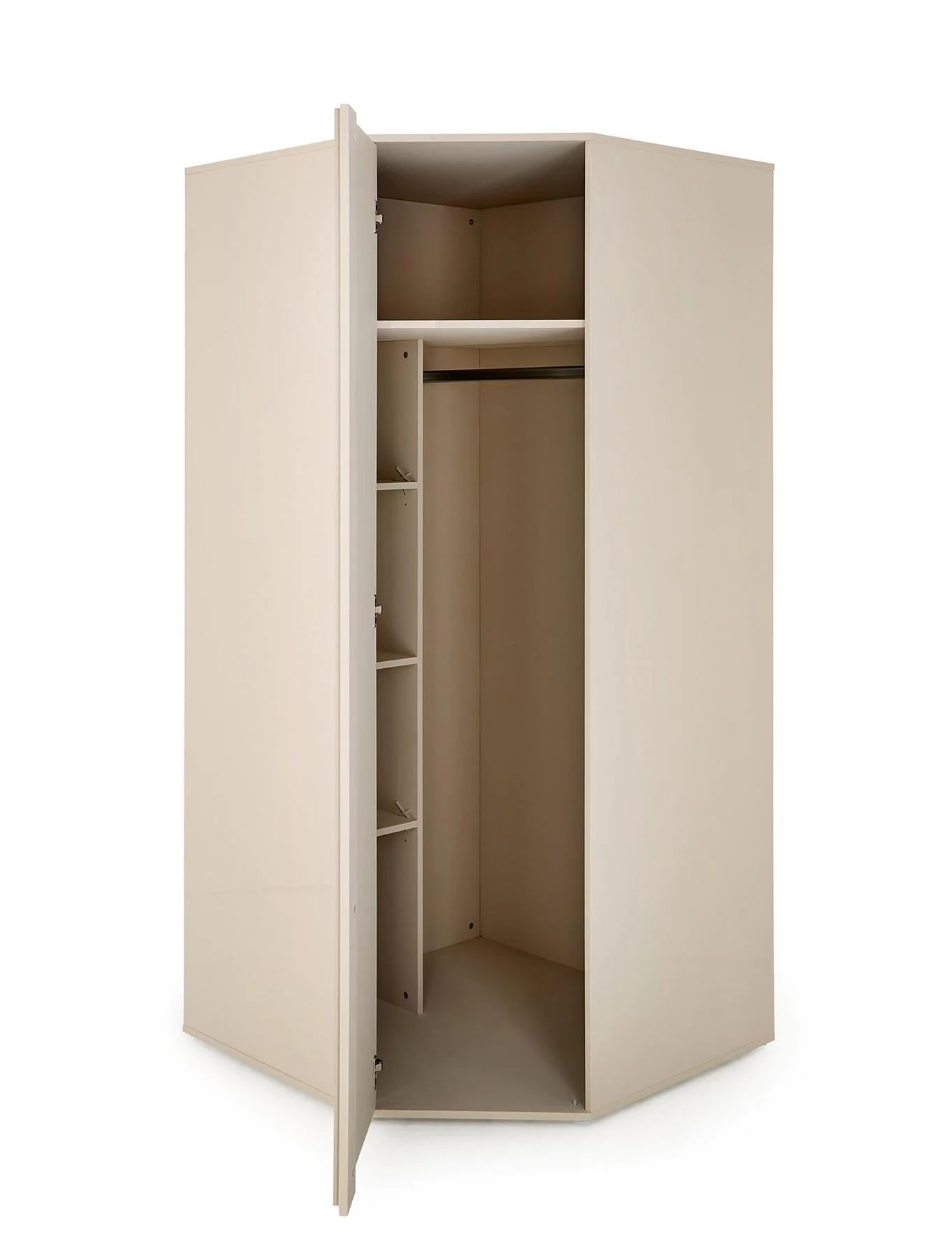 Layton Gloss Corner Wardrobe Oatmeal Space Saving Tall Cabinet UK - Image 4