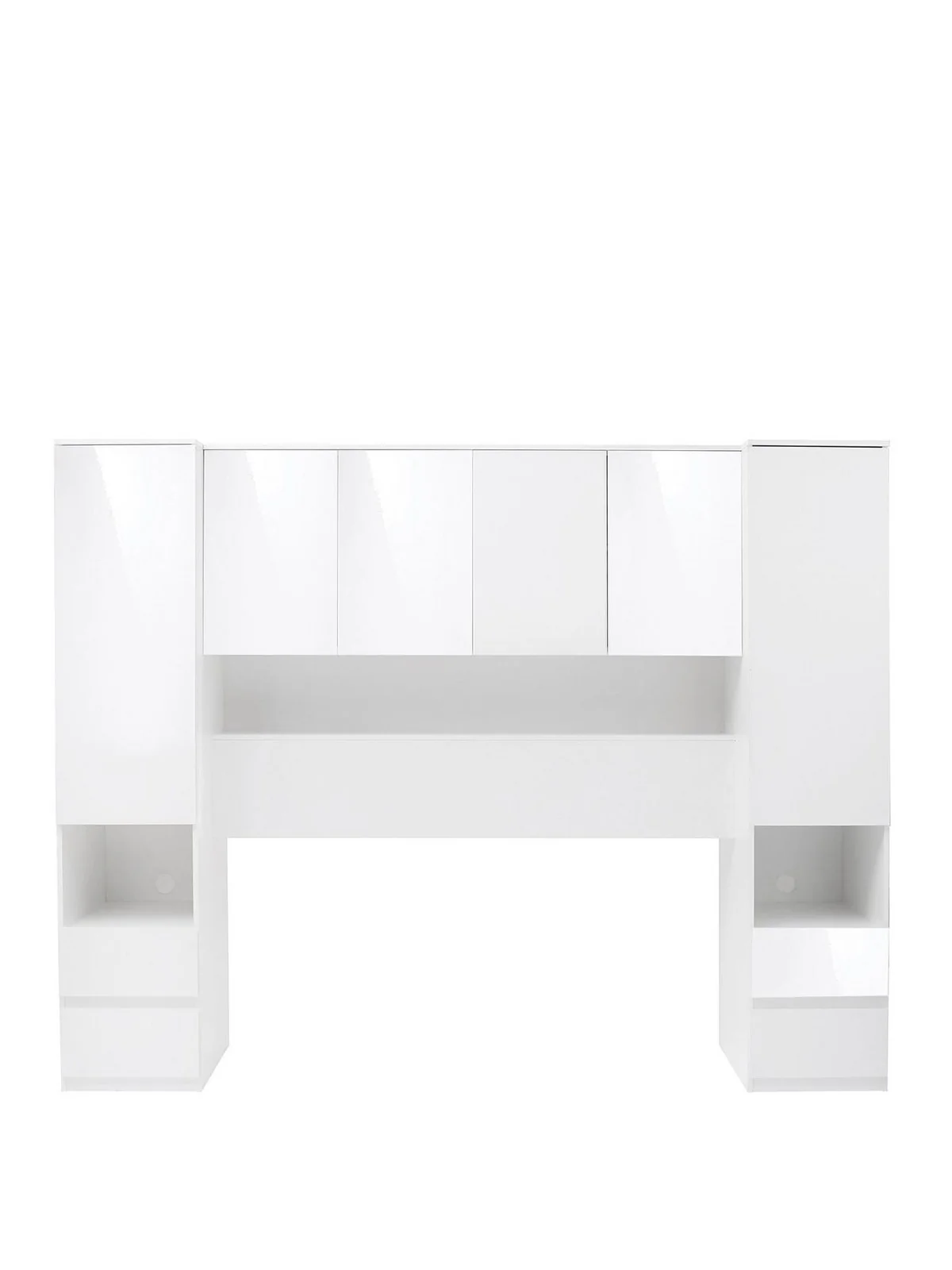 Layton Gloss Overbed Unit White Bedside Storage Cabinet Organiser UK - Image 2