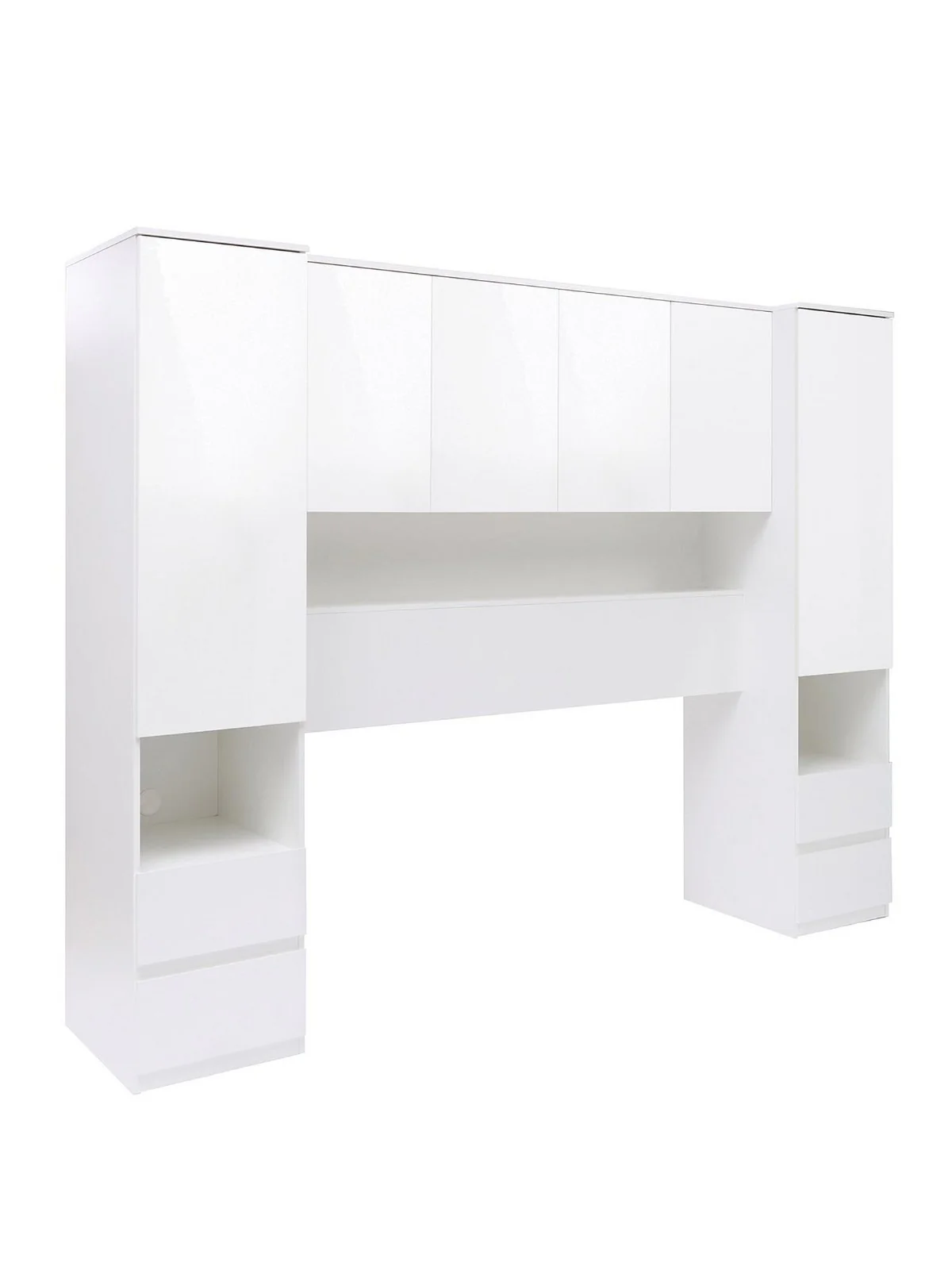 Layton Gloss Overbed Unit White Bedside Storage Cabinet Organiser UK - Image 3