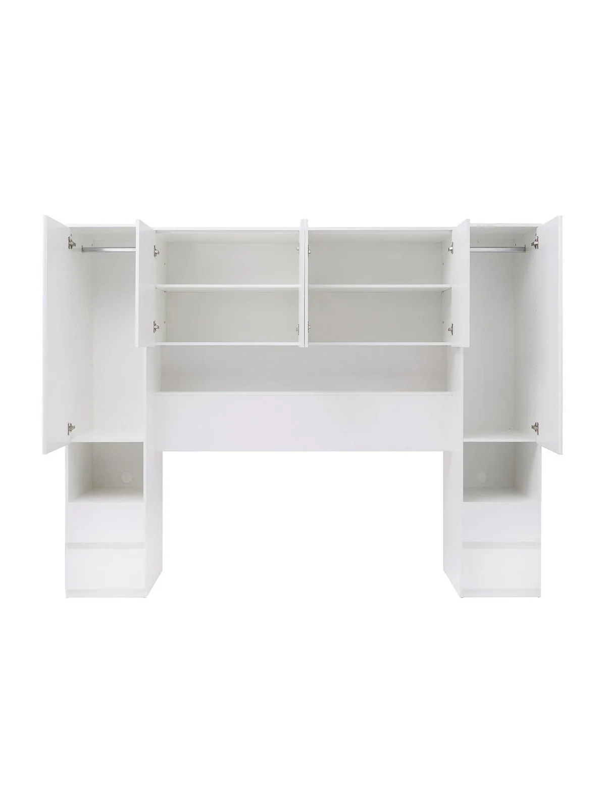 Layton Gloss Overbed Unit White Bedside Storage Cabinet Organiser UK - Image 4