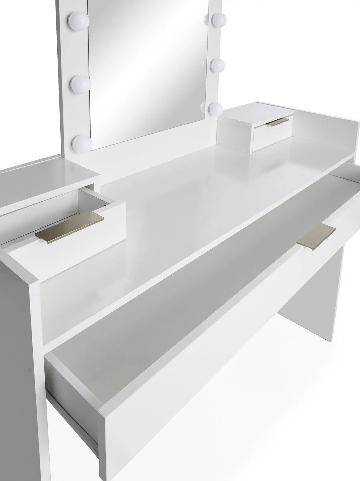 Libby Gloss Dressing Table with Lit Mirror White Stylish and Functional - Image 4