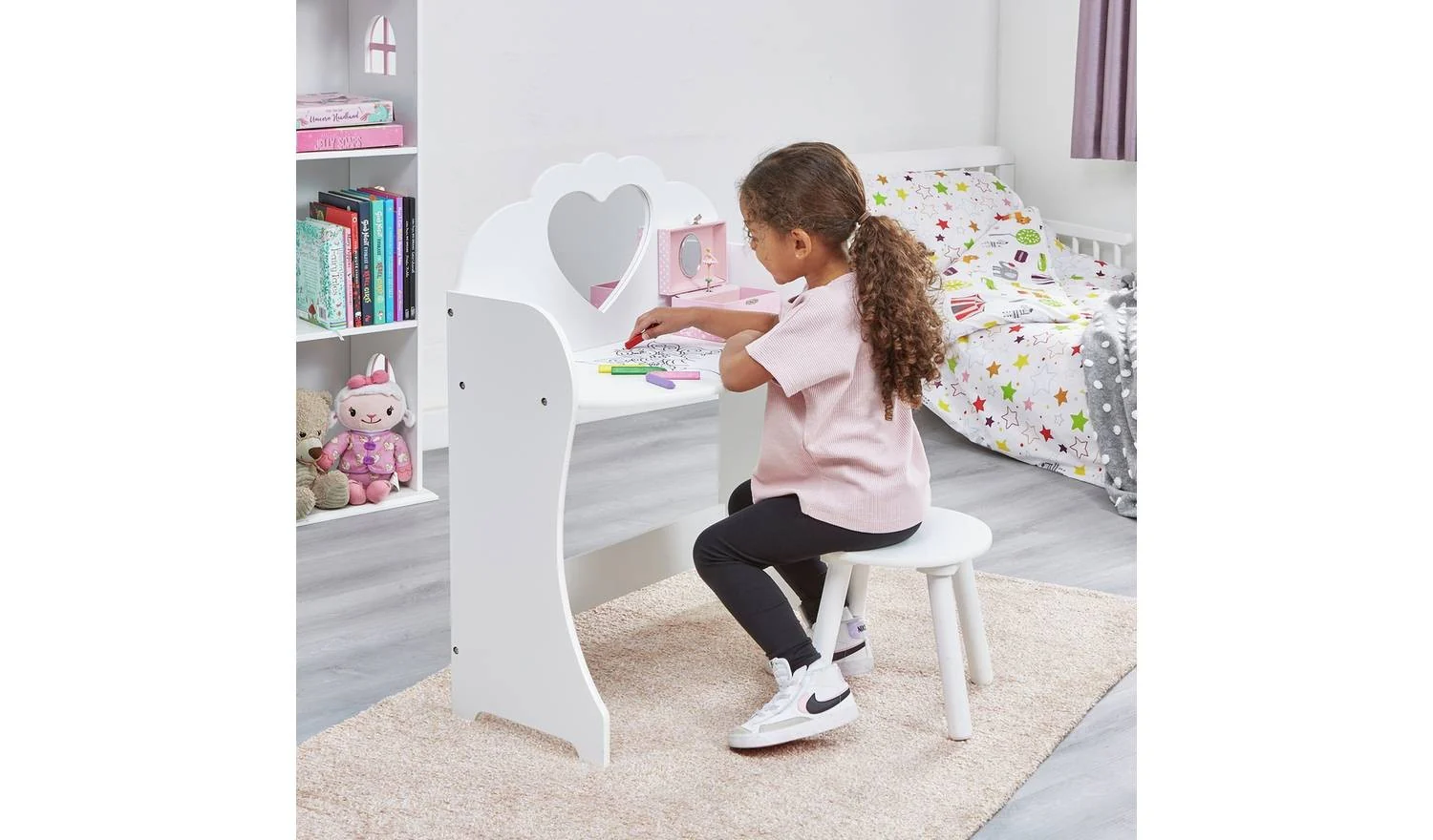 Liberty House Toys Kids Dressing Table And Stool White For Girls - Image 3
