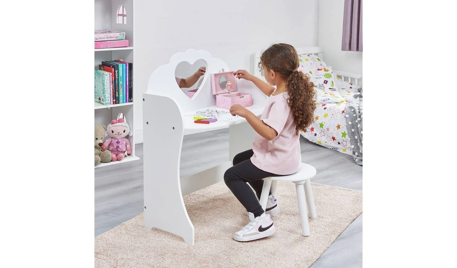 Liberty House Toys Kids Dressing Table And Stool White For Girls - Image 4