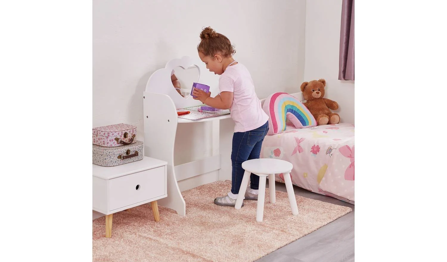 Liberty House Toys Kids Dressing Table And Stool White For Girls - Image 6