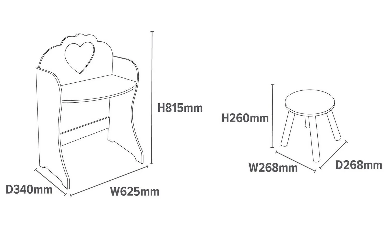 Liberty House Toys Kids Dressing Table And Stool White For Girls - Image 8