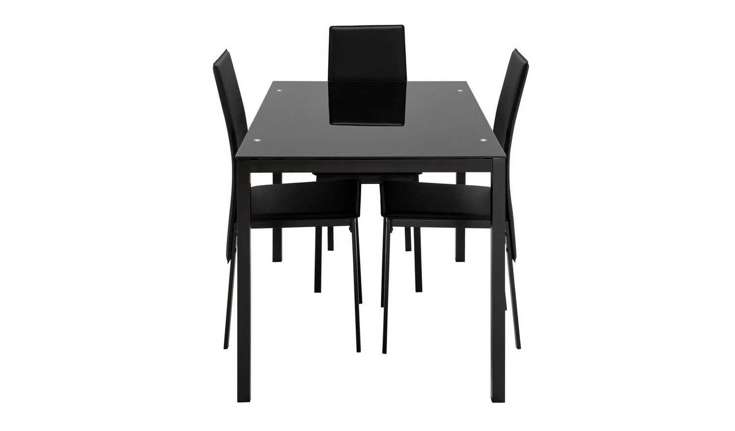 Lido Glass Black Dining Table & 4 Black Chairs Contemporary Design Compact - Image 5