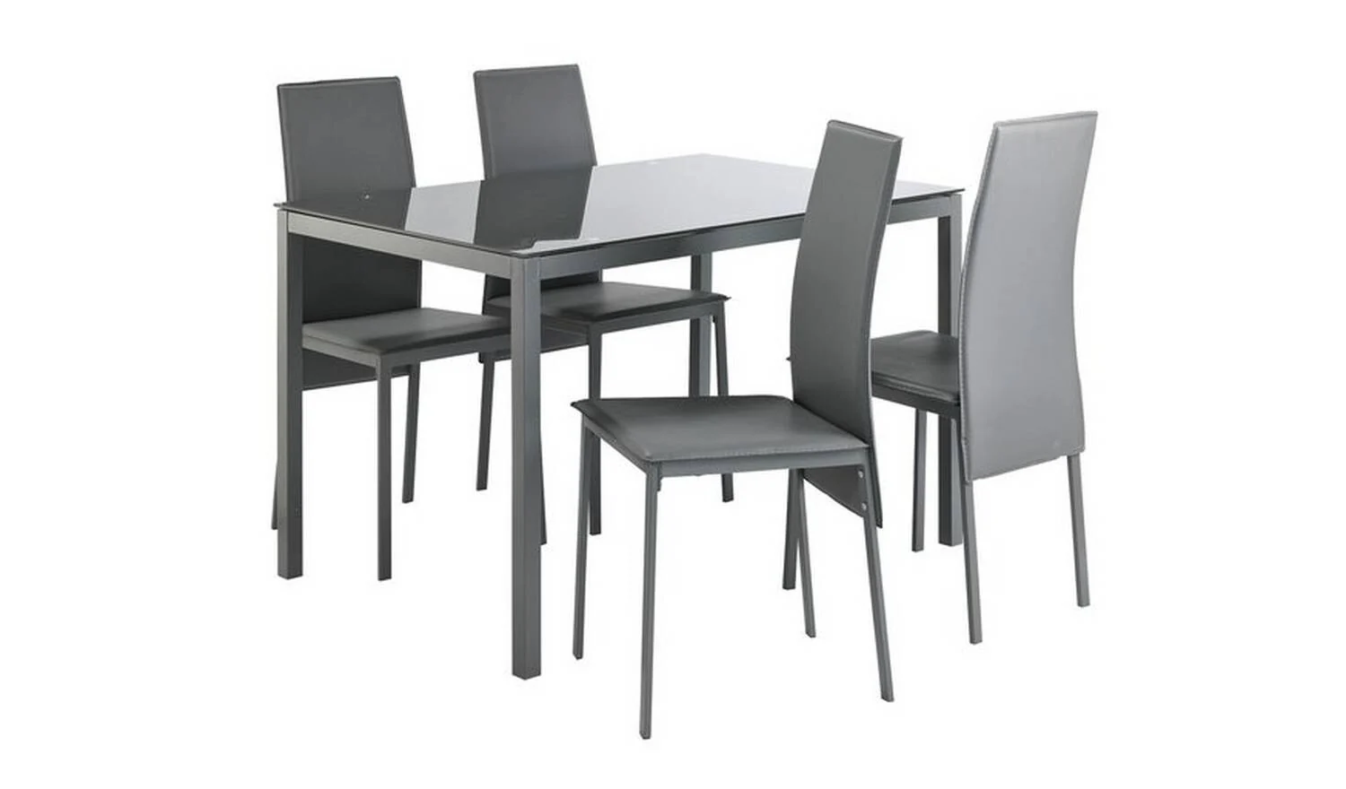 Lido Grey Dining Table & 4 Grey Chairs Modern Kitchen Furniture Set - Image 3