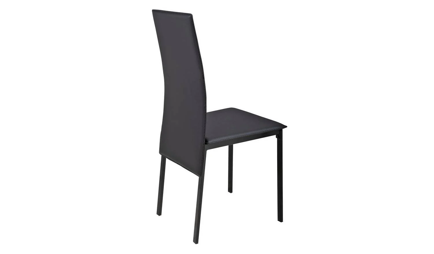 Lido Pair of Faux Leather Dining Chair Black Modern Kitchen Furniture - Image 5