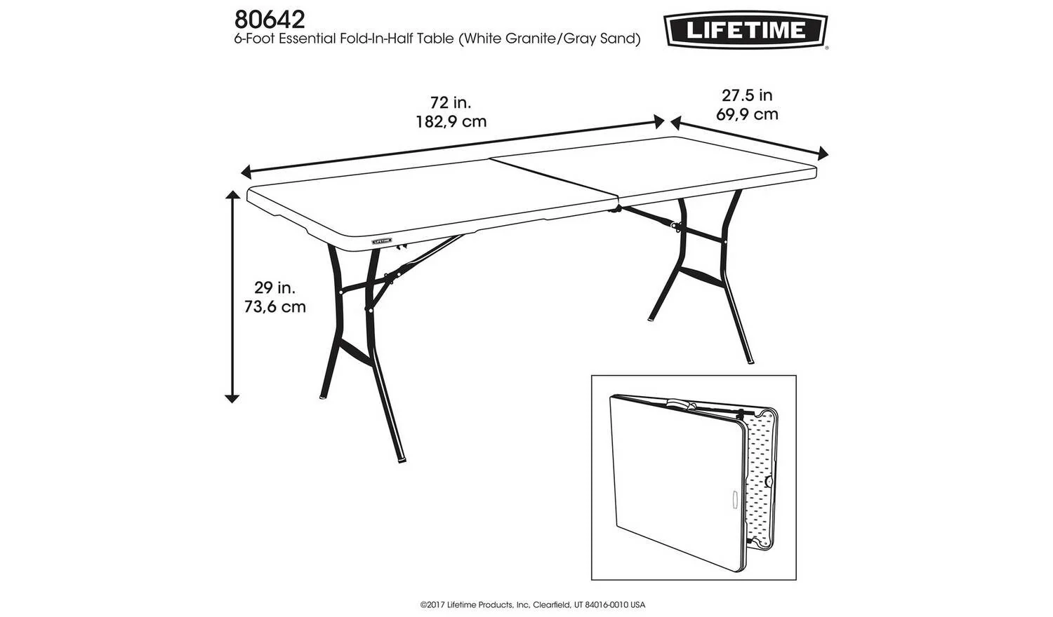 Lifetime 6ft Folding Plastic Camping Table Portable Outdoor Picnic - Image 7