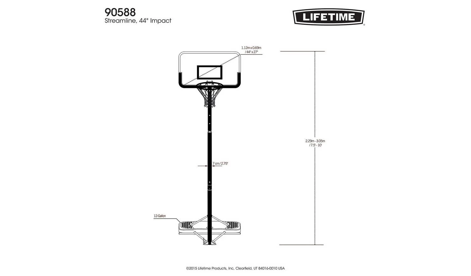 Lifetime Portable Adjustable Basketball Hoop and Backboard Blue Black Outdoor - Image 4