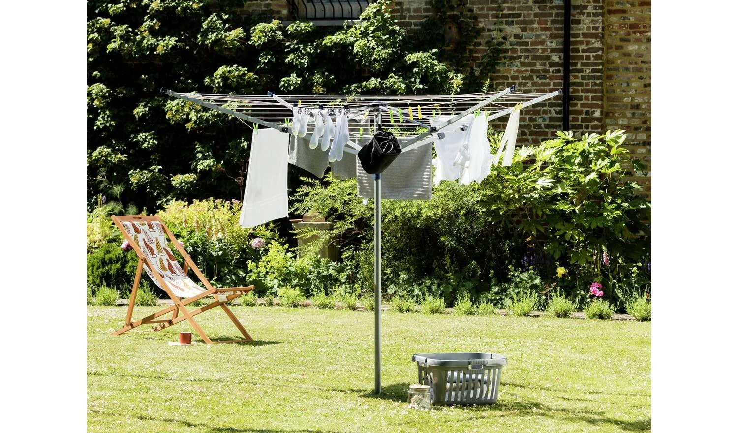 Lift & Click 60m 4 Arm Rotary Airer Easy Assembly Rust Resistant - Image 3