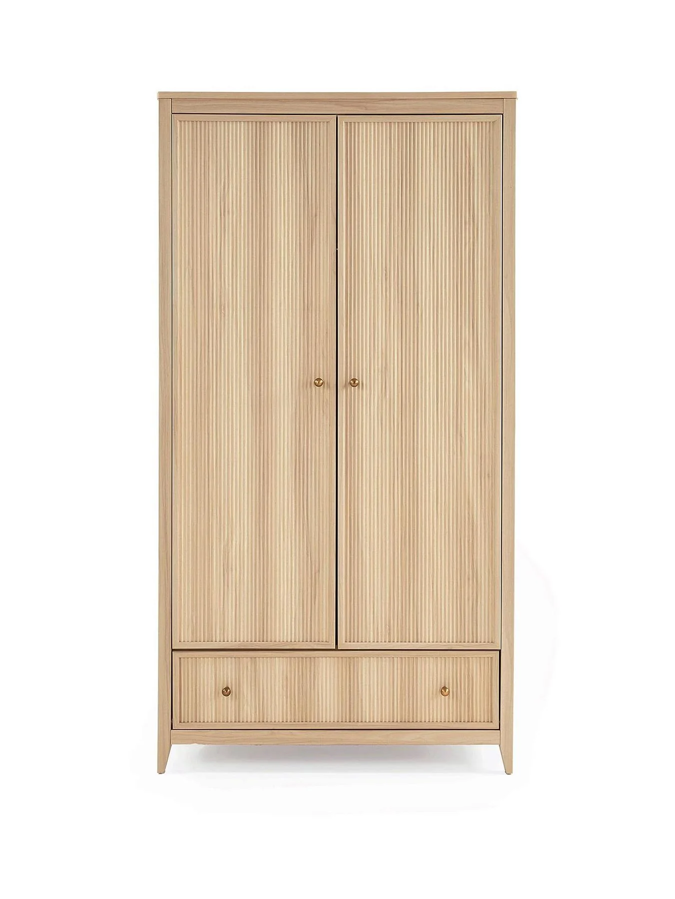 Lindley 2 Door 1 Drawer Wardrobe Oak Modern Freestanding Cabinet - Image 2