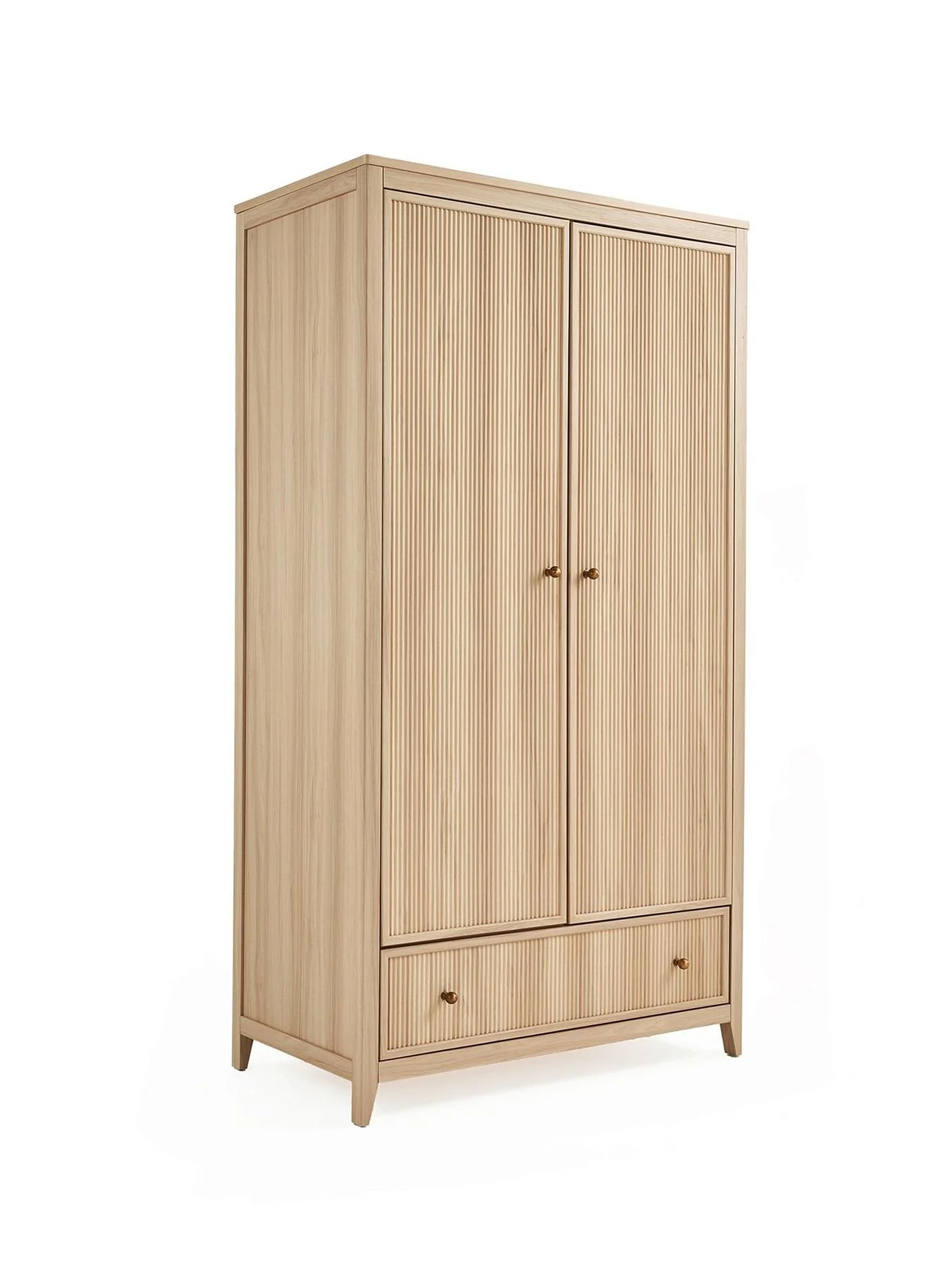 Lindley 2 Door 1 Drawer Wardrobe Oak Modern Freestanding Cabinet - Image 3