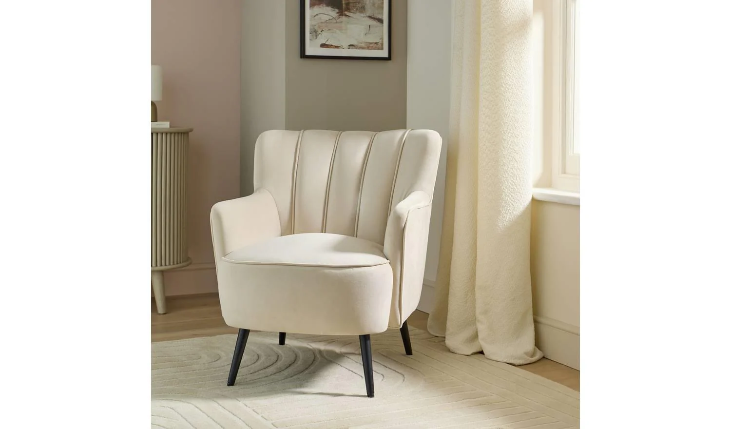 Liora Velvet Armchair Natural Modern Living Room Accent Furniture